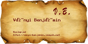 Ványi Benjámin névjegykártya