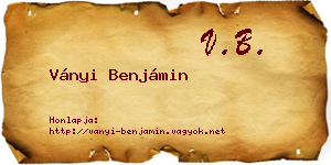 Ványi Benjámin névjegykártya